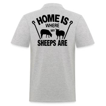 Schafe Schaf Schäfer Geschenkidee lustig Home is - Männer Poloshirt - Grau meliert - Hinten - Kai (181cm)