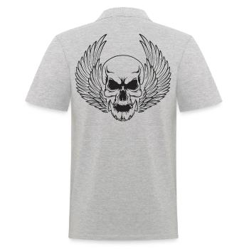 Skull Skull Demon Wings - Men's Polo Shirt - heather grey - Back - Kai (181cm)