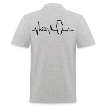 Eule Herzschlag Eulenliebhaber Wald Tier Kauz - Männer Poloshirt - Grau meliert - Hinten - Kai (181cm)