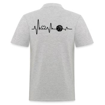 Basket- joueur de basket panier battement de coeur ECG - Polo Homme - gris chiné - Dos - Kai (181cm)