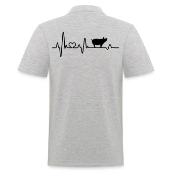 Battement de cœur de cochon éleveur de cochons - Polo Homme - gris chiné - Dos - Kai (181cm)