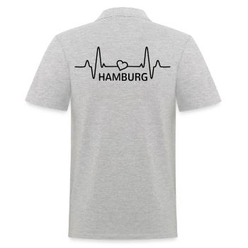 Hambourg Heartbeat Idée cadeau Hambourg Heart EKG - Polo Homme - gris chiné - Dos - Kai (181cm)