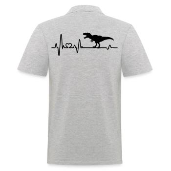 Herzschlag Dinosaurier T-Rex Urzeit Dino Tyranno - Männer Poloshirt - Grau meliert - Hinten - Kai (181cm)