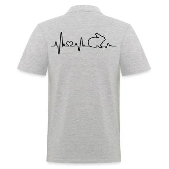 Rabbit Rabbit Heartbeat I love rabbits - Men's Polo Shirt - heather grey - Back - Kai (181cm)