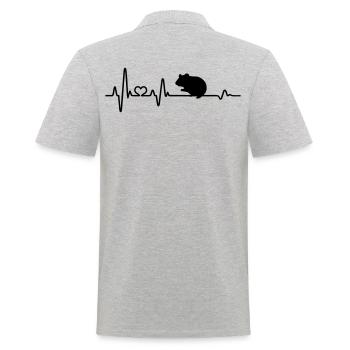 Hamster Pulse Heartbeat Heartbeat Heart Rate Rodent - Men's Polo Shirt - heather grey - Back - Kai (181cm)
