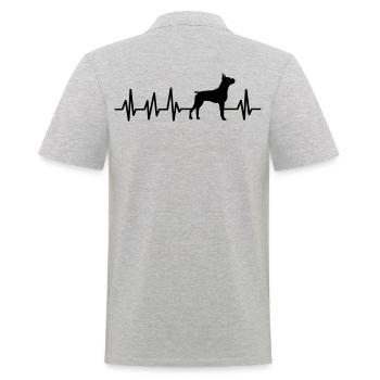 Boxer Dog Heartbeat Dog Propriétaire Idée cadeau - Polo Homme - gris chiné - Dos - Kai (181cm)