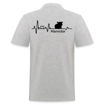 Hamster Heartbeat Pet Rodent Pulse - Men's Polo Shirt - heather grey - Back - Kai (181cm)