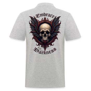 Gothic Totenschädel Flügel Barock Totenschädel dunkler Totenkopf Totenschädel - Männer Poloshirt - Grau meliert - Hinten - Kai (181cm)