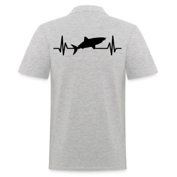 Hai Herzschlag Haifisch Haifischflosse - Männer Poloshirt - Grau meliert - Hinten - Kai (181cm)