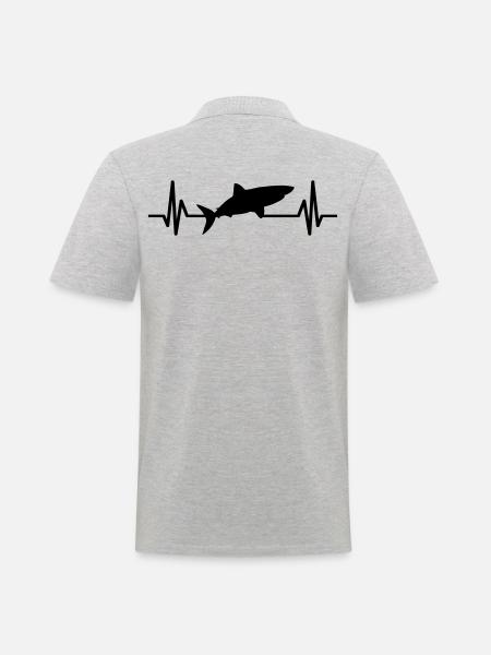 shark heartbeat shark shark fin - Men's Polo Shirt - heather grey