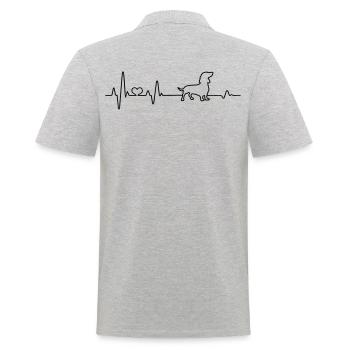 Teckel chien propriétaire de chien cadeau Heartbeat ECG - Polo Homme - gris chiné - Dos - Kai (181cm)