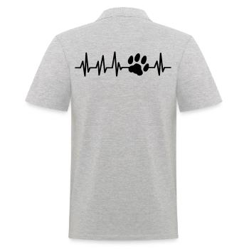 chat battement de coeur ECG patte amour amour - Polo Homme - gris chiné - Dos - Kai (181cm)