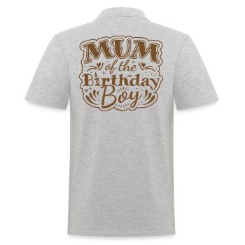 MUM OF THE BIRTHDAY BOY - BIRTHDAY PARTY - Men's Polo Shirt - heather grey - Back - Kai (181cm)