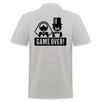 Game Over! (Bräutigam / JGA / Pflaster) - Männer Poloshirt - Grau meliert - Hinten - Kai (181cm)