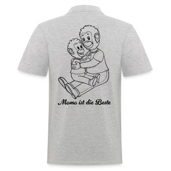 Mutter Kind Familie Tier Mama Stofftier - Männer Poloshirt - Grau meliert - Hinten - Kai (181cm)