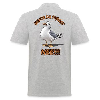 Drôle de dicton avec la mouette Avant de demander Non !! - Polo Homme - gris chiné - Dos - Kai (181cm)