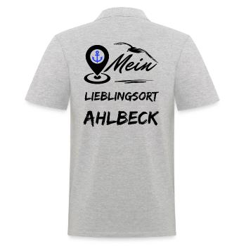 Ahlbeck my favorite place-Baltic Sea resort Ahlbeck-Möwe - Men's Polo Shirt - heather grey - Back - Kai (181cm)