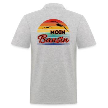 Moin Basin mit Möwe im Retro Style-Bansin - Männer Poloshirt - Grau meliert - Hinten - Kai (181cm)