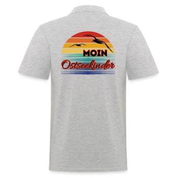 Bonjour les enfants de la mer Baltique avec une mouette dans un style rétro - Polo Homme - gris chiné - Dos - Kai (181cm)
