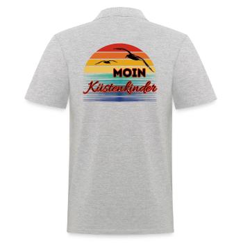Moin Küstenkinder mit Möwe im Retro Style - Männer Poloshirt - Grau meliert - Hinten - Kai (181cm)