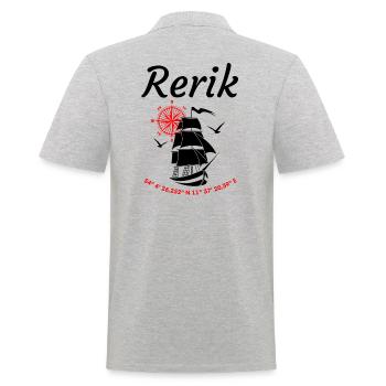Rerik Segelschiff Kompassrose Ostsee - Männer Poloshirt - Grau meliert - Hinten - Kai (181cm)