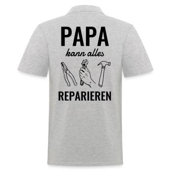 Papa reparieren Werkzeug Geschenk Heimwerker Zange - Männer Poloshirt - Grau meliert - Hinten - Kai (181cm)