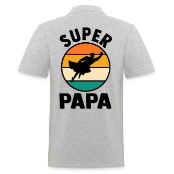Père Papa Super-héros - Polo Homme - gris chiné - Dos - Kai (181cm)