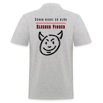 Schau nicht so blöd Kleiner Pisser-Party Fun Shirt - Männer Poloshirt - Grau meliert - Hinten - Kai (181cm)
