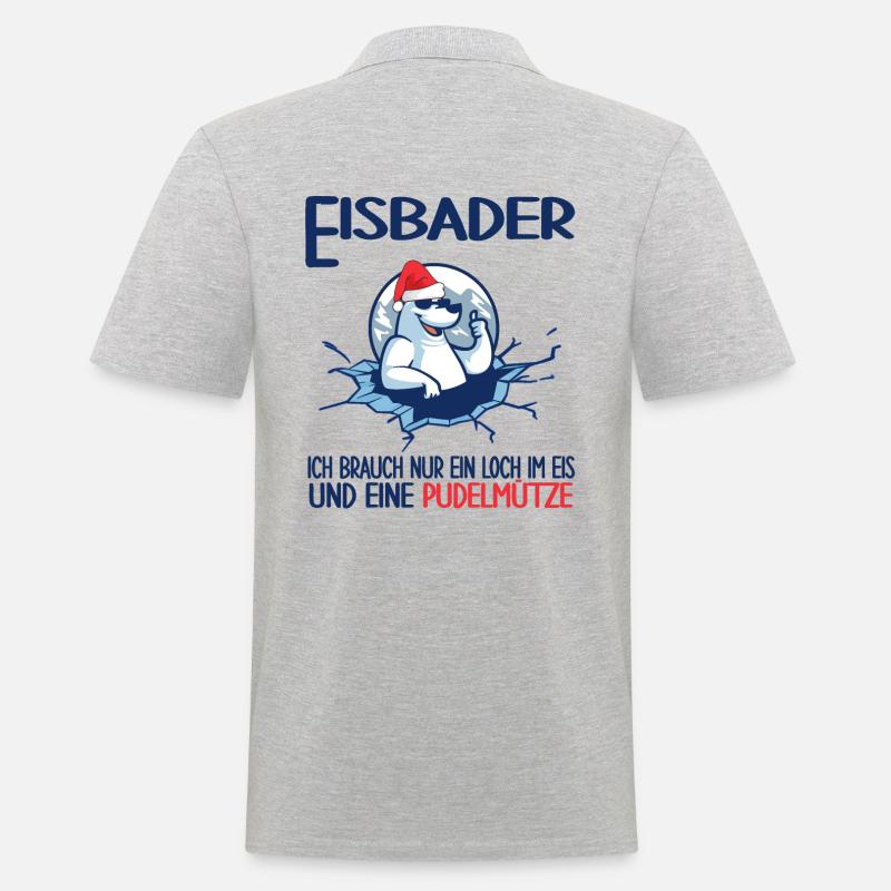 eisbader winterbader pudelmütze eisloch eisbad - Männer Poloshirt - Grau meliert