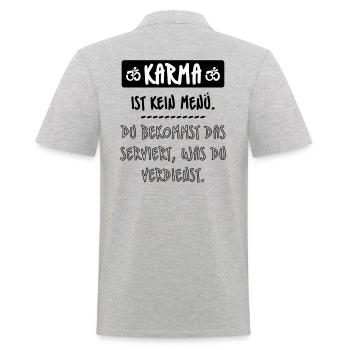 Karma, Schicksal, Buddha - Männer Poloshirt - Grau meliert - Hinten - Kai (181cm)