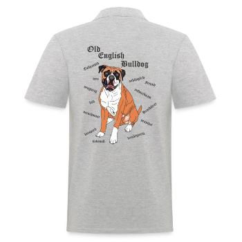 Old English Bulldog - Männer Poloshirt - Grau meliert - Hinten - Kai (181cm)
