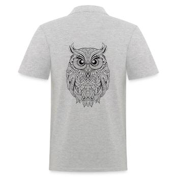 Mythical Magical Boho Owl with Patterns - Men's Polo Shirt - heather grey - Back - Kai (181cm)