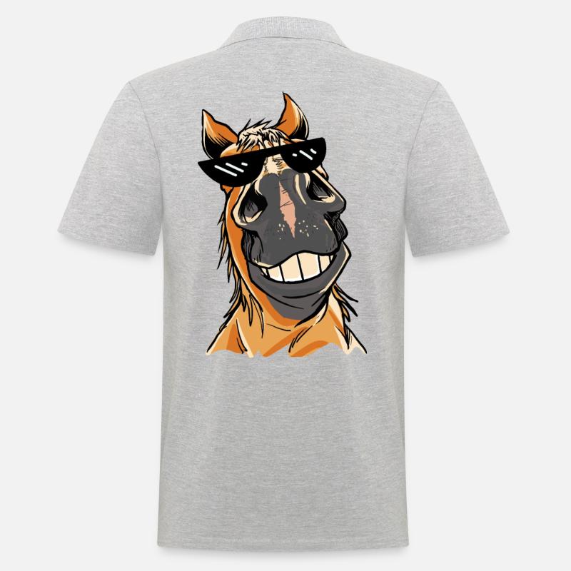 Meme Pferd Pferde Brille Sonnenbrille - Männer Poloshirt - Grau meliert