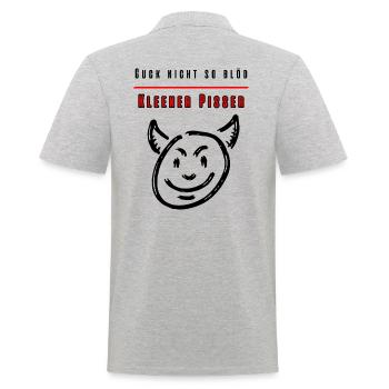 Guck nicht so blöd Kleiner Pisser-Party Fun Shirt - Männer Poloshirt - Grau meliert - Hinten - Kai (181cm)