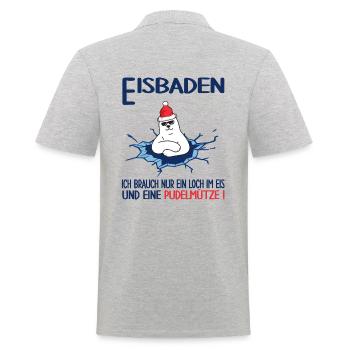 winterbader winterschwimmen pudelmütze eisbaden - Männer Poloshirt - Grau meliert - Hinten - Kai (181cm)