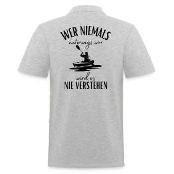 Kajak-Kanu-Wassersport-Spruch-Kanadier-Kajak Sport - Männer Poloshirt - Grau meliert - Hinten - Kai (181cm)
