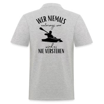 Kajak-Kanu-Wassersport-Spruch-Kanadier-Kajak Sport - Männer Poloshirt - Grau meliert - Hinten - Kai (181cm)