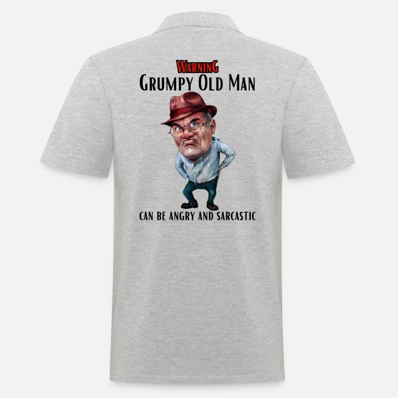 Warning Grumpy Old Man - Männer Poloshirt - Grau meliert