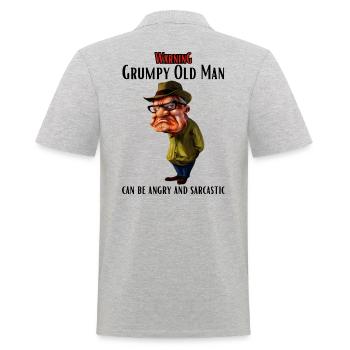 Warning Grumpy Old Man - Men's Polo Shirt - heather grey - Back - Kai (181cm)