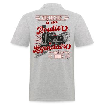 Routier légendaire cadeau chauffeur poids lourd - Polo Homme - gris chiné - Dos - Kai (181cm)