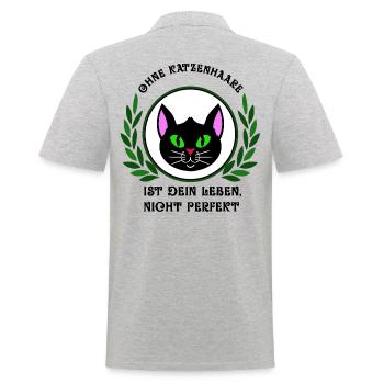Katze,Ohne Katzenhaare i. dein Leben nicht perfekt - Männer Poloshirt - Grau meliert - Hinten - Kai (181cm)