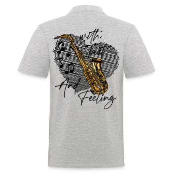 saxophone spieler bariton legende musik jazz takt - Männer Poloshirt - Grau meliert - Hinten - Kai (181cm)