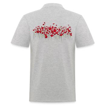 Klatschmohn Mohn Blumen - Männer Poloshirt - Grau meliert - Hinten - Kai (181cm)