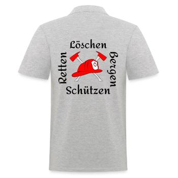 Retten-Löschen-Bergen-Schützen - Männer Poloshirt - Grau meliert - Hinten - Kai (181cm)