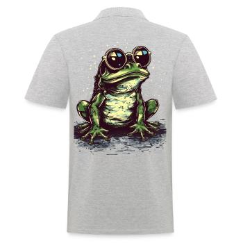 Cooler grüner Frosch mit Sonnenbrille - Männer Poloshirt - Grau meliert - Hinten - Kai (181cm)