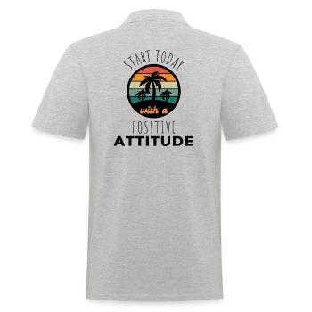 POSITIVE EINSTELLUNG MINDSET Motivation - Männer Poloshirt - Grau meliert - Hinten - Kai (181cm)
