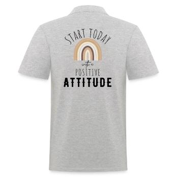 POSITIVE EINSTELLUNG MINDSET Motivation - Männer Poloshirt - Grau meliert - Hinten - Kai (181cm)