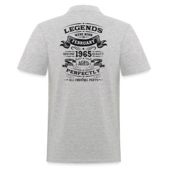 60th Birthday Gift Man Legend February 1965 - Men's Polo Shirt - heather grey - Back - Kai (181cm)