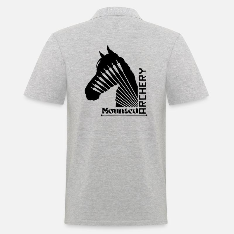Cheval de tir à l’arc monté noir - Polo Homme - gris chiné