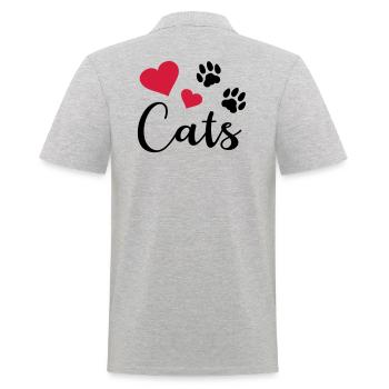 Chat pattes chatote félin amoureux des chats - Polo Homme - gris chiné - Dos - Kai (181cm)
